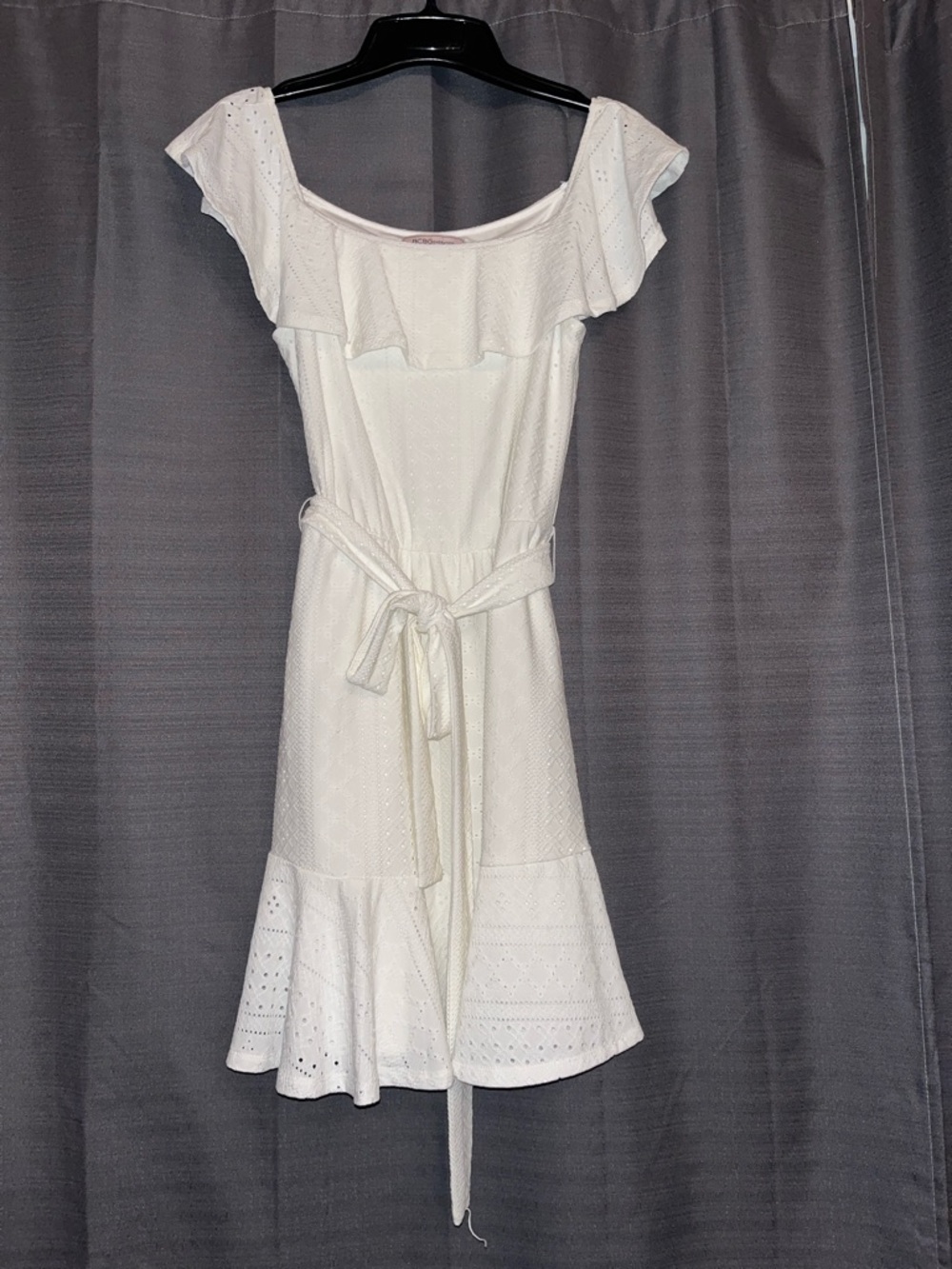 BCBGeneration On or Off-Shoulder Eyelet Tie-Waist Dress